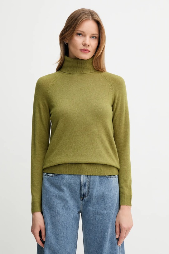 Sveter s prímesou vlny United Colors of Benetton rolák zelená 1035D2551