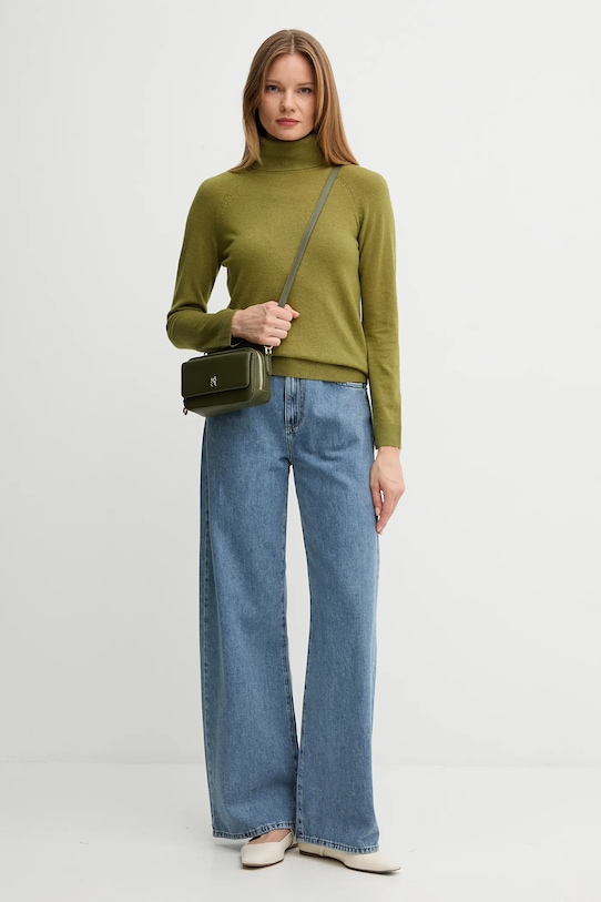 United Colors of Benetton sweter z dodatkiem wełny 1035D2551 zielony AW25