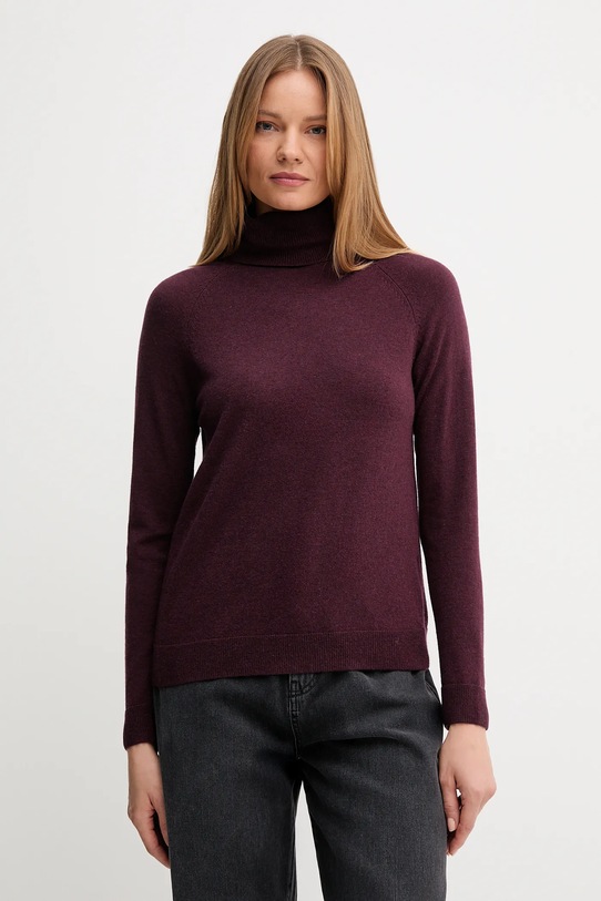 United Colors of Benetton sweter z dodatkiem wełny golf bordowy 1035D2551