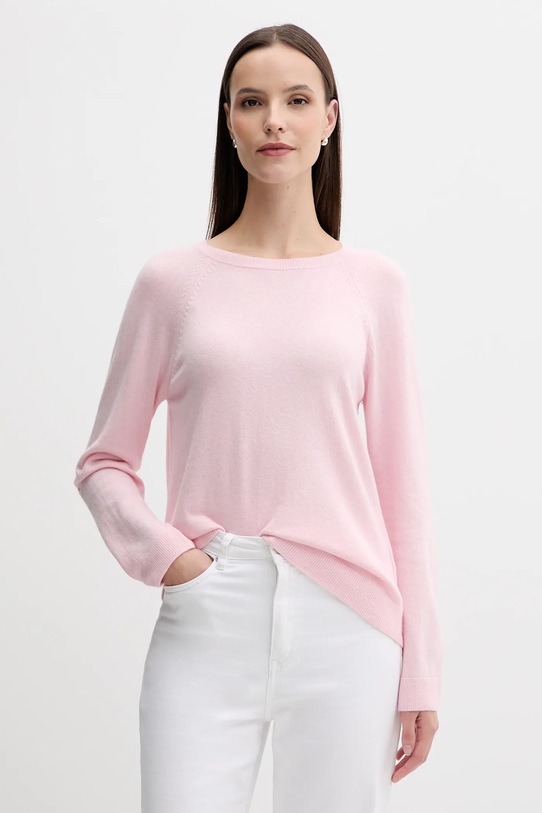 Πουλόβερ με προσθήκη μαλλιού United Colors of Benetton ροζ 1035D1P17