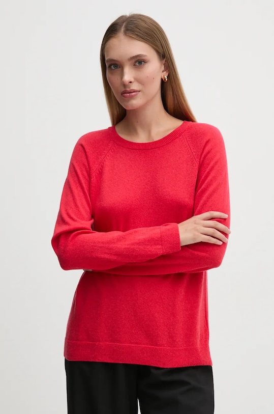 United Colors of Benetton sweter z domieszką wełny okrągły czerwony 1035D1P17