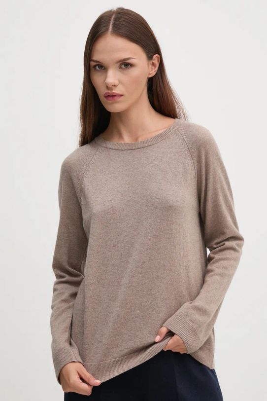 United Colors of Benetton sweter z domieszką wełny okrągły brązowy 1035D1P17