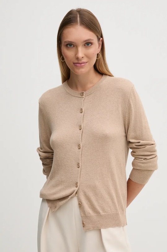 Ζακέτα από μίγμα μαλλιού United Colors of Benetton λεπτό μπεζ 1035D5012