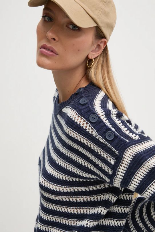 United Colors of Benetton pulover din amestec de lana bleumarin 135WE10B1