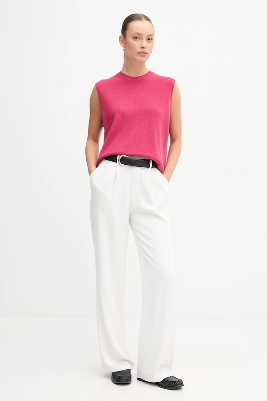 United Colors of Benetton kamizelka z dodatkiem wełny 126WD10BA różowy AW25