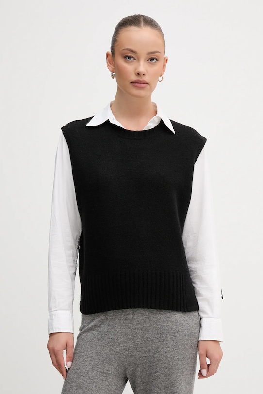 Елек с вълна United Colors of Benetton овално черен 126WD10BA