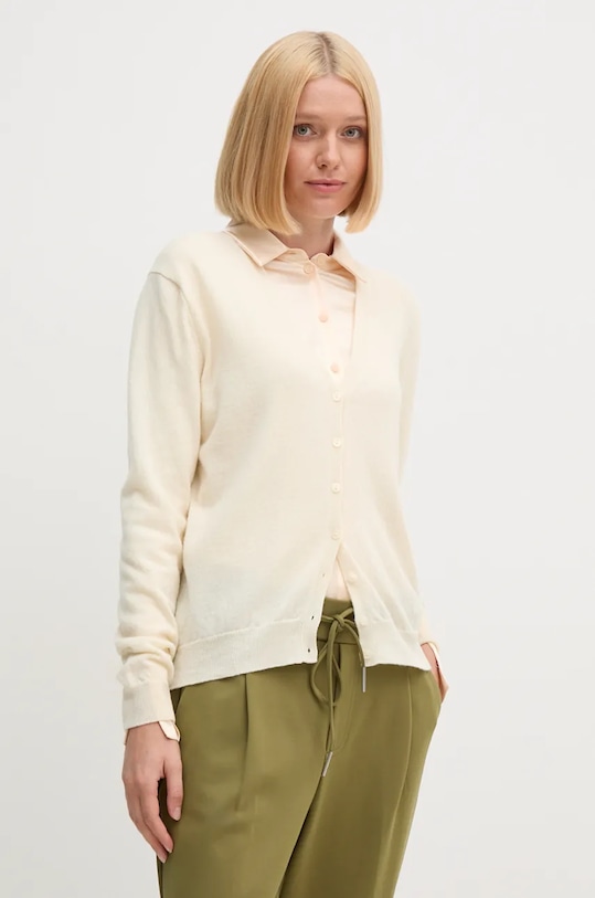 Вовняний кардиган United Colors of Benetton тонкий бежевий 1002D6879