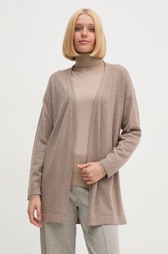 United Colors of Benetton kardigan z domieszką wełny melanż beżowy 1035D602A