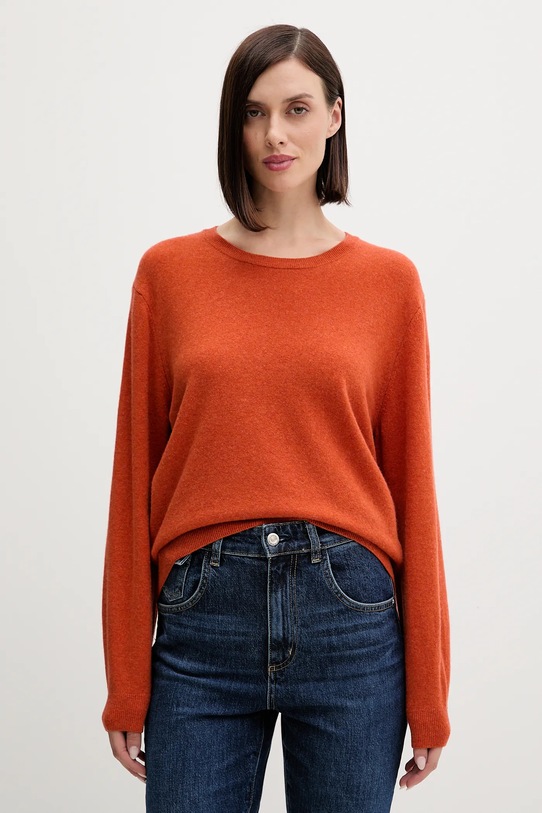 Vlněný svetr United Colors of Benetton kulatý oranžová 1002D10BG
