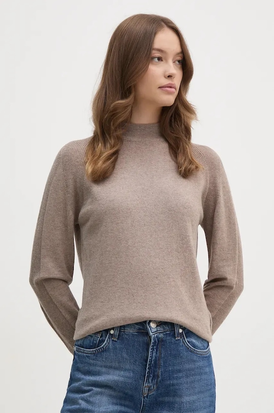 United Colors of Benetton pulover din amestec de lana subtiri bej 1035D203B