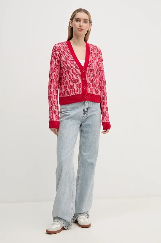 Μάλλινη ζακέτα United Colors of Benetton 1435E603W κόκκινο NC24