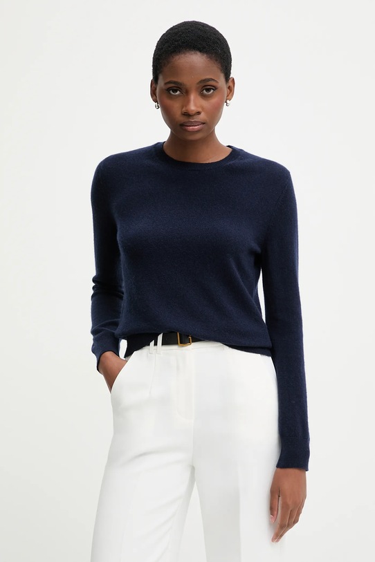United Colors of Benetton sweter kaszmirowy okrągły granatowy 1033D107P
