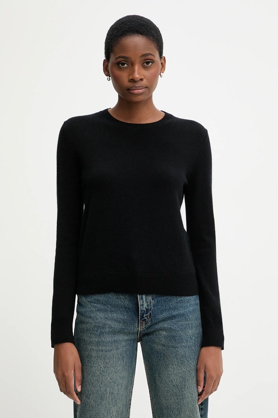 United Colors of Benetton sweter kaszmirowy okrągły czarny 1033D107P