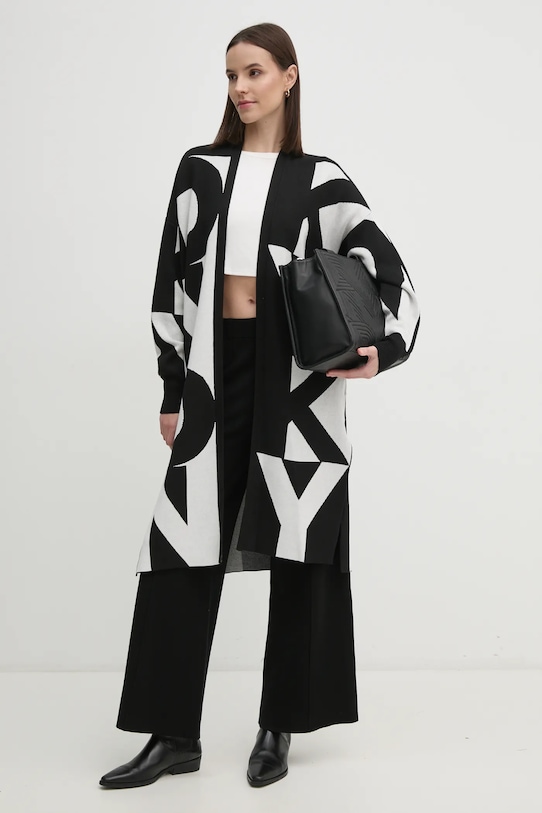 Πλεκτή ζακέτα Dkny P4MXAQ64 μαύρο AW24