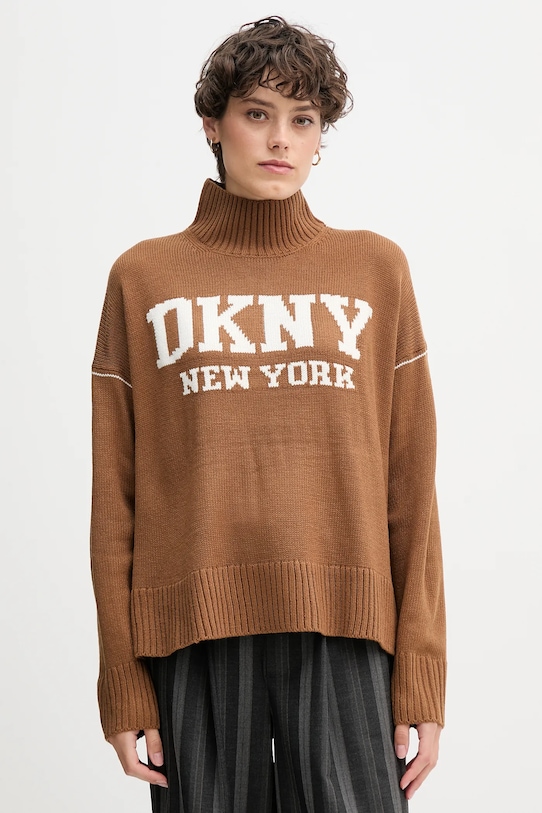 Dkny sweter pozostałe brązowy DJ4R0386