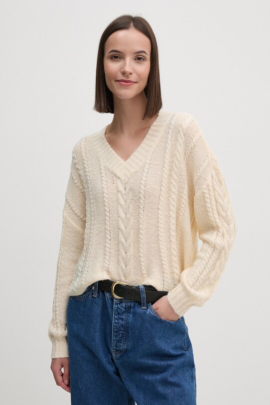Svetr Dkny V výstřih béžová DJ4R0344
