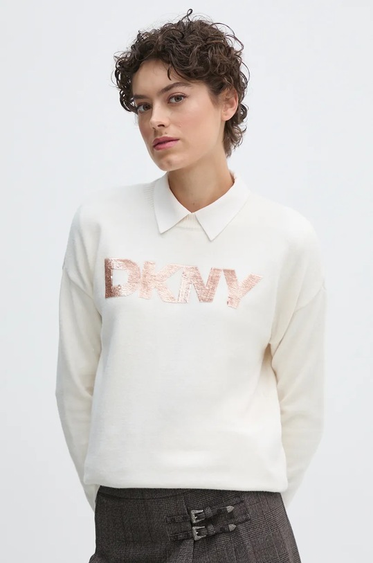 Dkny sweter aplikacja beżowy DJ4R0407