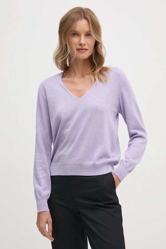 Svetr United Colors of Benetton V výstřih fialová 1194D401U