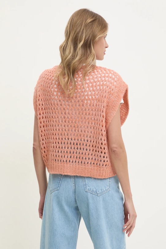 Odzież United Colors of Benetton kamizelka z domieszką wełny 114VD10BR pomarańczowy