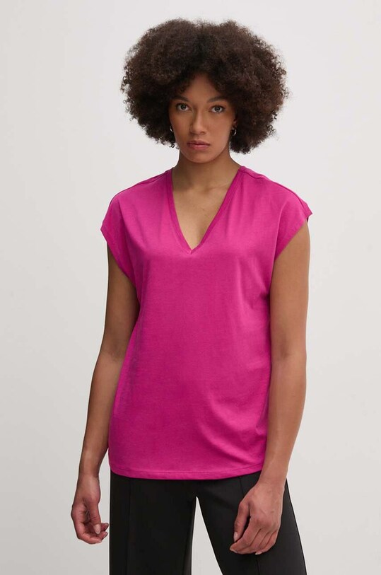 Хлопковая футболка United Colors of Benetton хлопок фиолетовой 3EERD109C