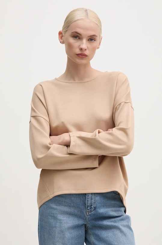 United Colors of Benetton bluza uni bej 38Y6D108O