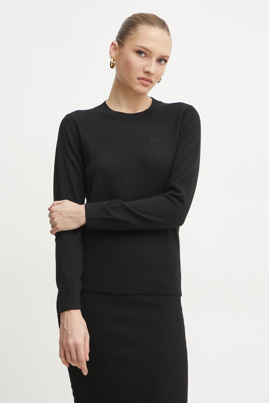 Armani Exchange sweter wełniany okrągły czarny 6DYM1J.YME3Z