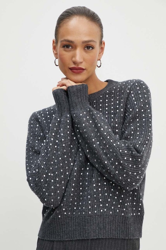 Marella sweter z domieszką wełny z domieszką wełny szary 2423946034200