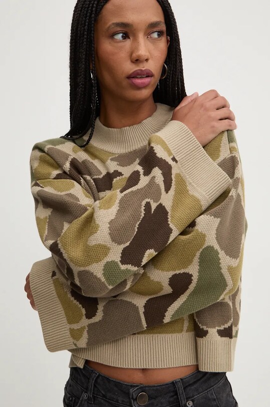 Bavlněný svetr Vans zelená VN000HQ5DBC1