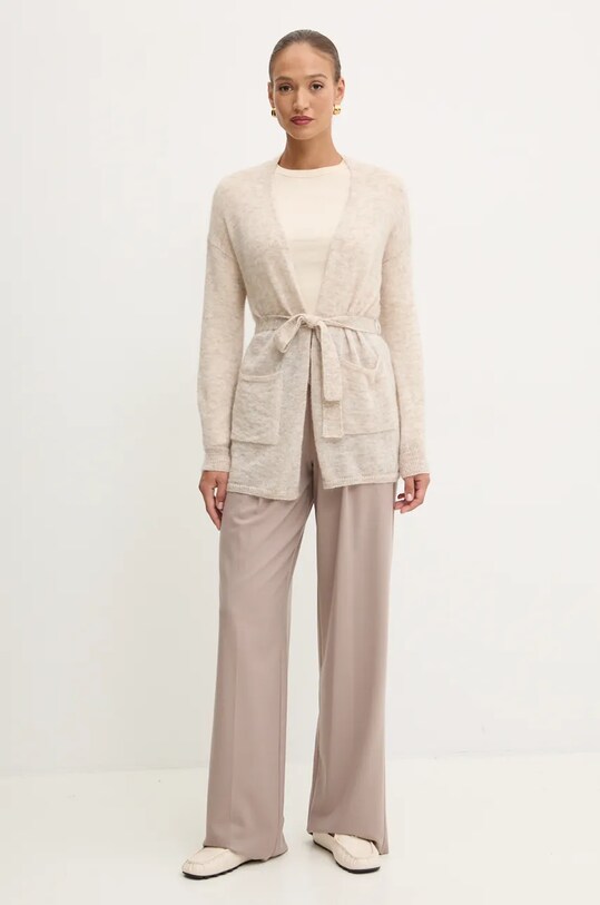 Max Mara Leisure kardigan wełniany 2426346038600 beżowy AW24