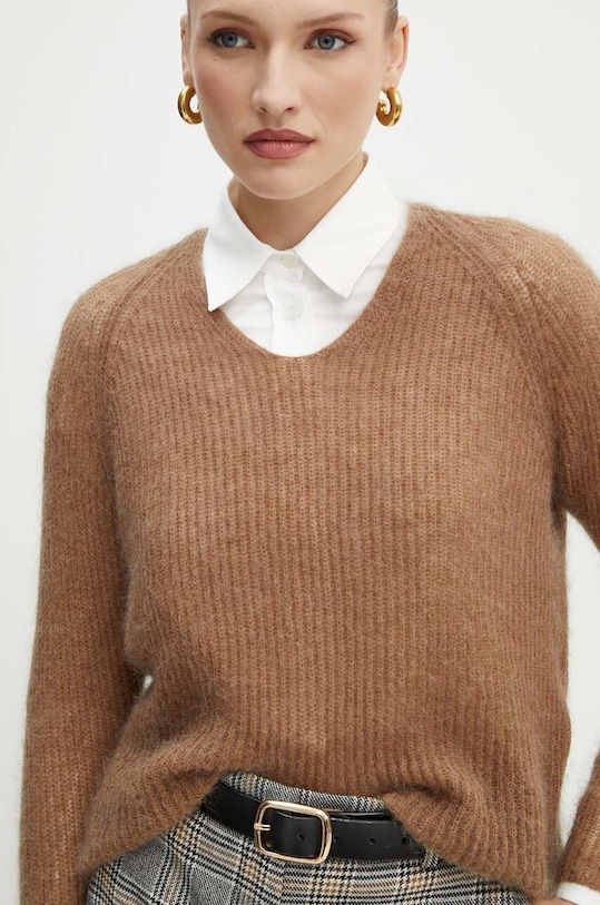 Max Mara Leisure sweter wełniany szpic brązowy 2426366118600