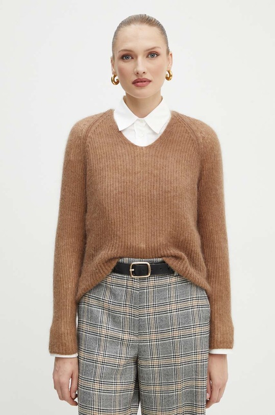 Max Mara Leisure sweter wełniany brązowy 2426366118600