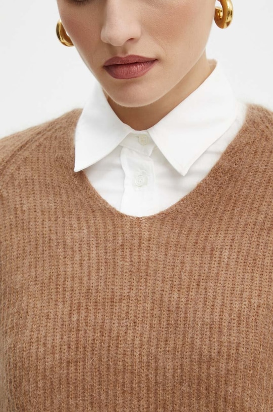 Max Mara Leisure sweter wełniany 2426366118600 brązowy