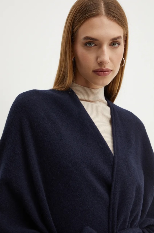 Шерстяное пончо Max Mara Leisure тёмно-синий 2426736028600