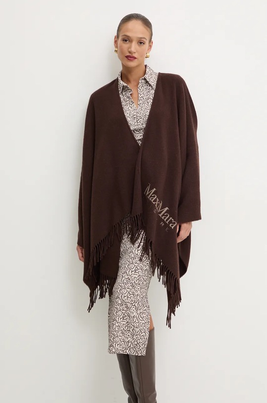 Max Mara Leisure poncho wełniane wełna brązowy 2426736028600