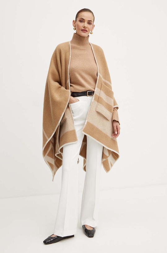 Max Mara Leisure poncho wełniane 2426736038600 brązowy AW24