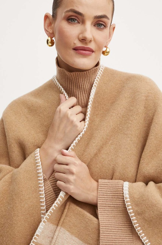 Max Mara Leisure poncho wełniane brązowy 2426736038600