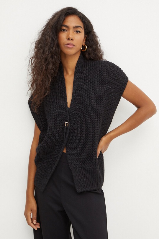 Luisa Spagnoli cardigan din amestec de lana CALDA uni negru 58493
