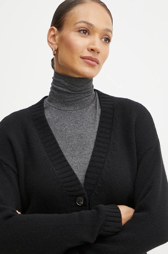 Weekend Max Mara kardigan wełniany czarny 2425346042600
