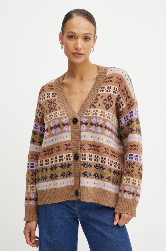 Μάλλινη ζακέτα Weekend Max Mara μαλλί καφέ 2425346062600