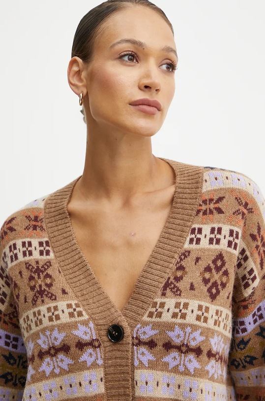 Μάλλινη ζακέτα Weekend Max Mara καφέ 2425346062600