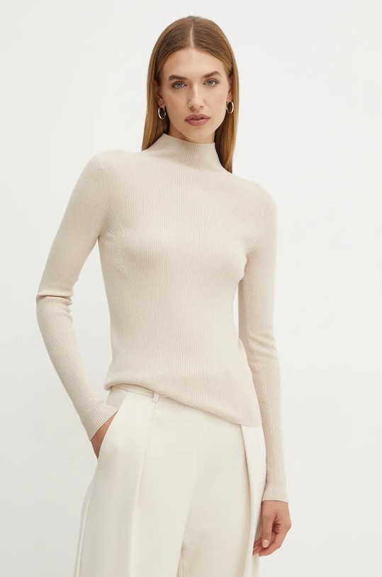 Weekend Max Mara sweter wełniany beżowy 2425366052600