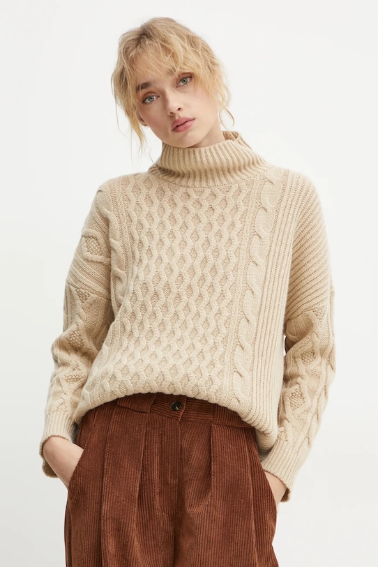 Vlněný svetr Weekend Max Mara rolák béžová 2425366192600