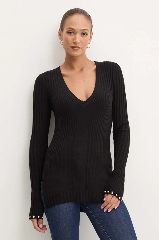 Svetr z vlněné směsi Patrizia Pepe V výstřih černá 2K0285.K7S0
