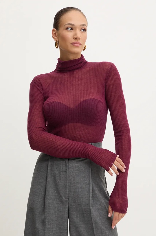 Vlněný svetr Patrizia Pepe rolák fialová 2K0286.K205