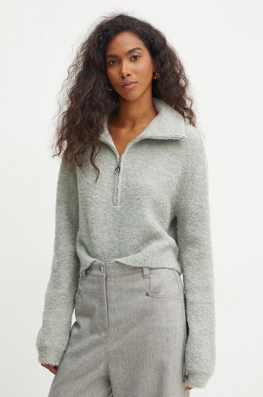 Svetr z vlněné směsi Patrizia Pepe rolák tyrkysová 2K0298.K222