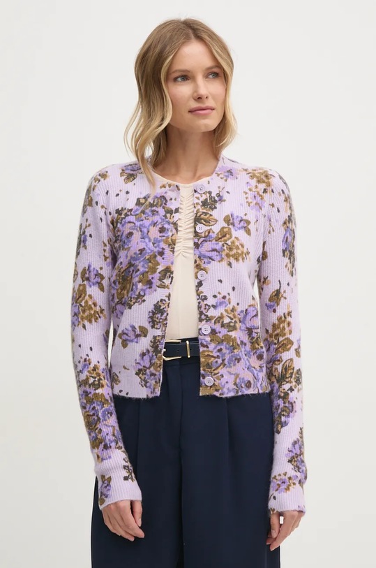 Svetr s příměsí vlny United Colors of Benetton květinový fialová 1HCLD501Q