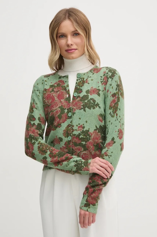 Жилетка с вълна United Colors of Benetton флорален зелен 1HCLD501Q