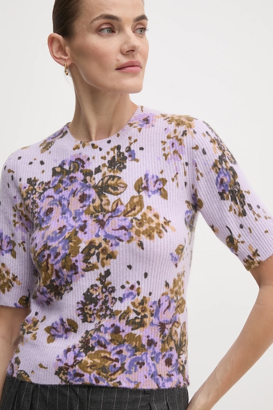 Svetr z vlněné směsi United Colors of Benetton květinový fialová 1HCLD10BQ