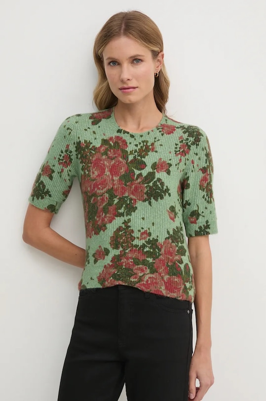 United Colors of Benetton sweter z domieszką wełny okrągły zielony 1HCLD10BQ