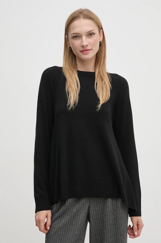 United Colors of Benetton sweter wełniany okrągły czarny 1044D10BH